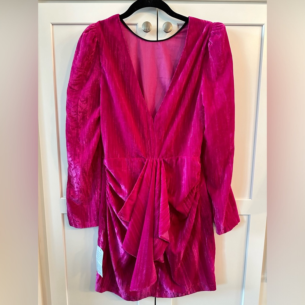 MEDIUM Women’s Saylor Tenley Pink Puff Long Sleeve Velvet Mini Dress NWT - Picture 6 of 14